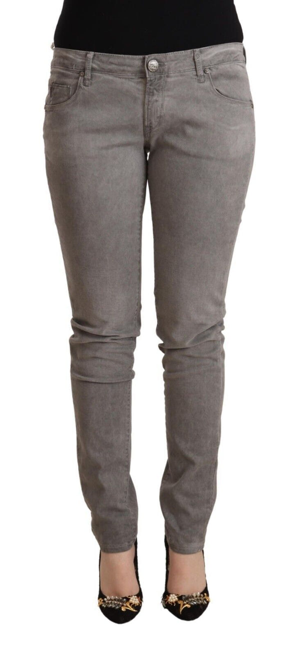 Sleek Gray Skinny Low Waist Jeans Acht