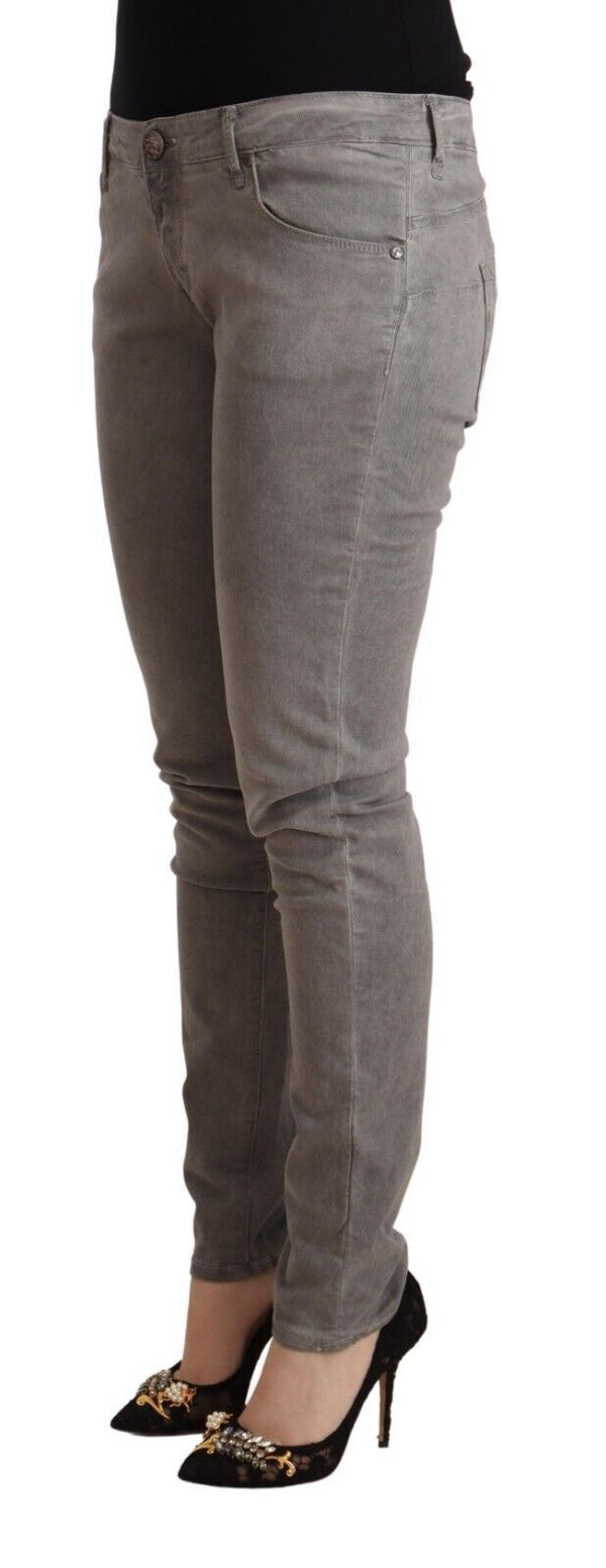 Sleek Gray Skinny Low Waist Jeans Acht