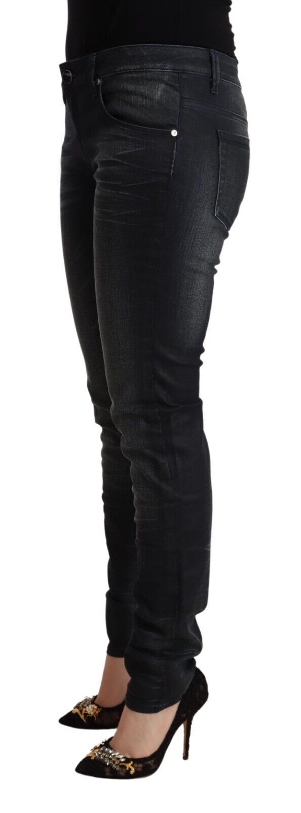 Sleek Black Washed Slim Fit Jeans Acht