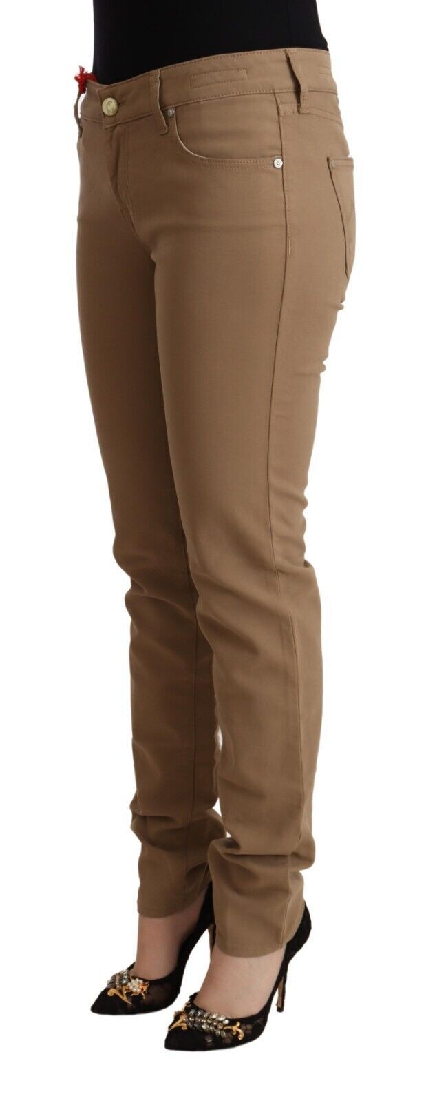 Elegant Brown Mid Waist Skinny Pants Jacob Cohen