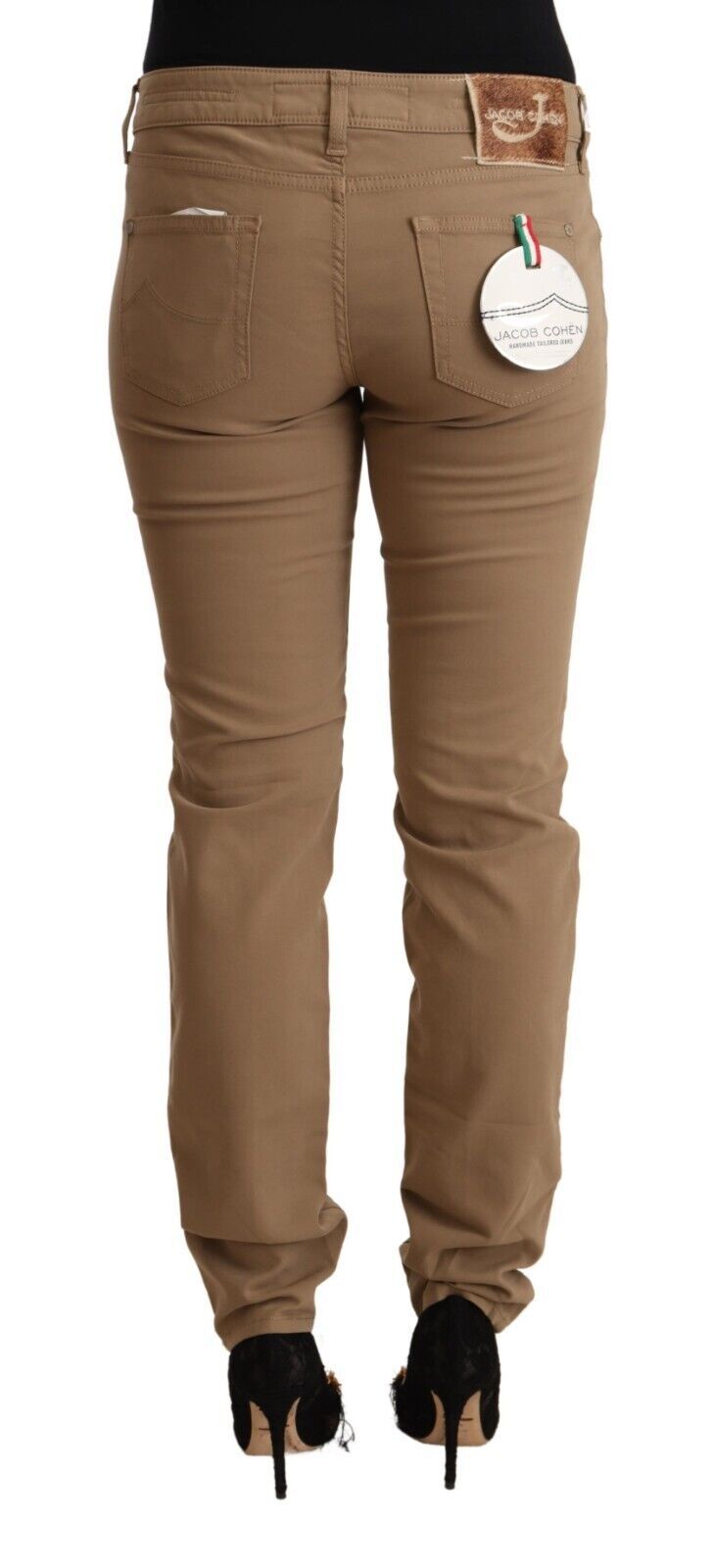 Elegant Brown Mid Waist Skinny Pants Jacob Cohen