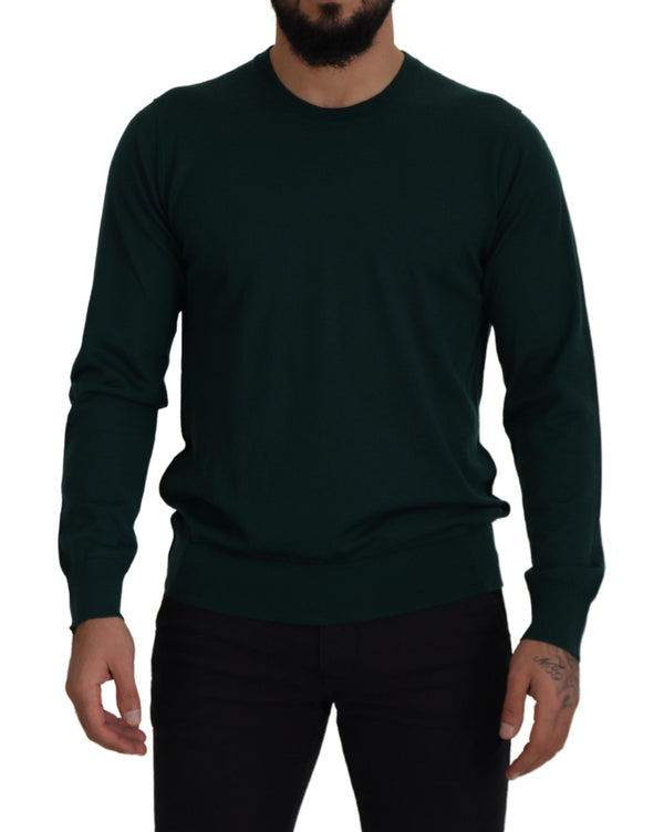 Elegant Green Crewneck Cashmere Sweater Dolce & Gabbana