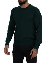 Elegant Green Crewneck Cashmere Sweater Dolce & Gabbana