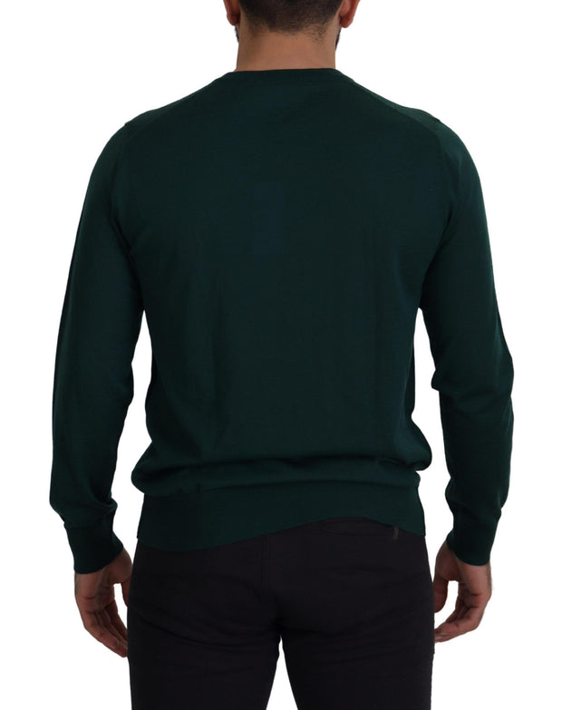 Elegant Green Crewneck Cashmere Sweater Dolce & Gabbana