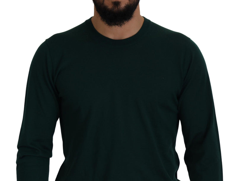 Elegant Green Crewneck Cashmere Sweater Dolce & Gabbana