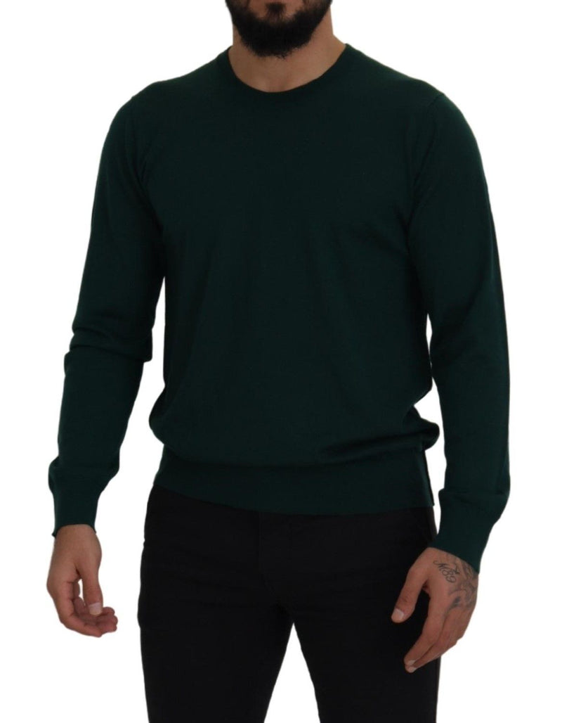 Elegant Green Crewneck Cashmere Sweater Dolce & Gabbana