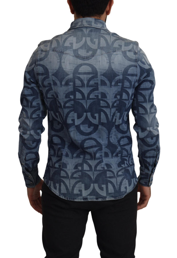 Elegant Slim Fit Casual Blue Men's Shirt Dolce & Gabbana