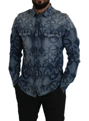 Elegant Slim Fit Casual Blue Men's Shirt Dolce & Gabbana