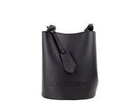 Lorne Small Black Pebbled Leather Bucket Crossbody Handbag Purse Burberry