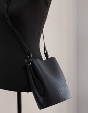 Lorne Small Black Pebbled Leather Bucket Crossbody Handbag Purse Burberry