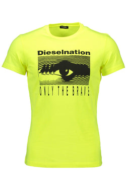 Yellow Cotton Men T-Shirt Diesel