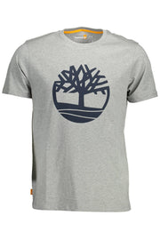 Gray Cotton Men T-Shirt Timberland