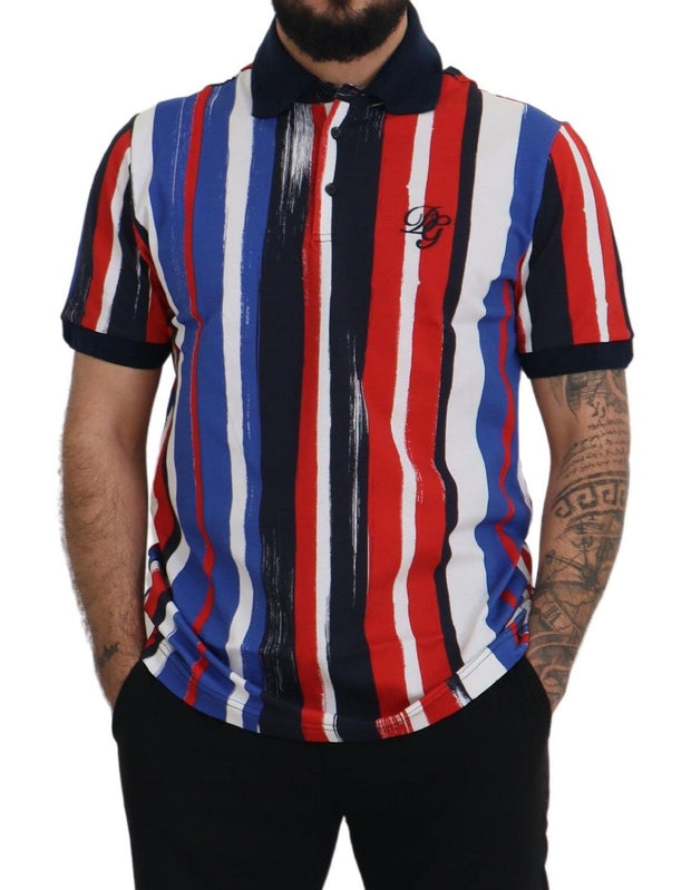 Elegant Striped Cotton Polo T-shirt Dolce & Gabbana