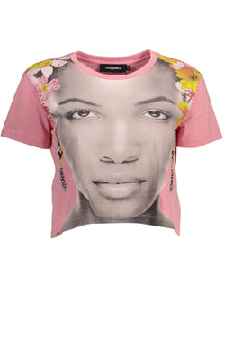 Pink Cotton Women Top Desigual