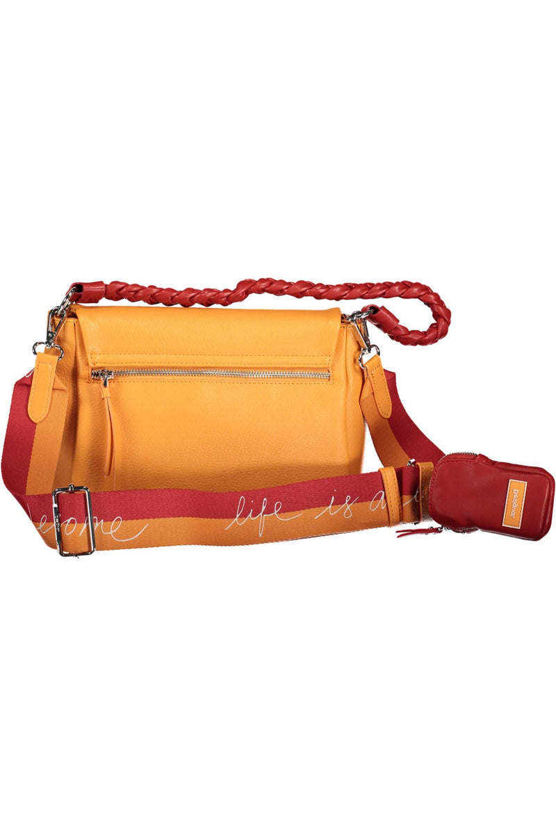 Chic Orange Shoulder Bag with Contrasting Details Desigual