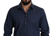 Elegant Slim Fit Blue Martini Dress Shirt Dolce & Gabbana