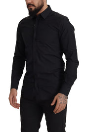 Elegant Slim Fit Black Cotton Dress Shirt Dolce & Gabbana