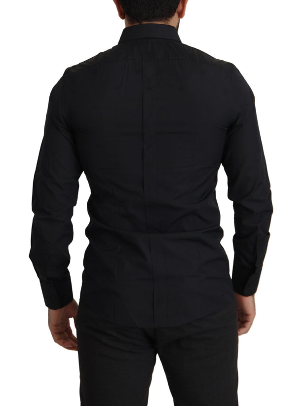 Elegant Slim Fit Black Cotton Dress Shirt Dolce & Gabbana