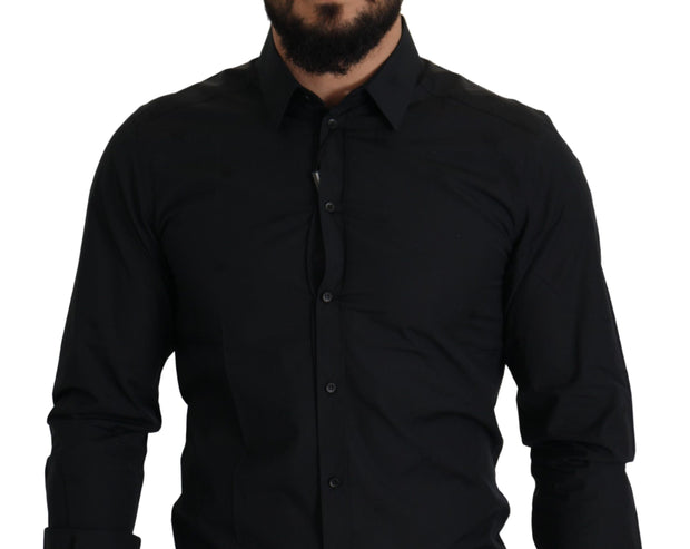 Elegant Slim Fit Black Cotton Dress Shirt Dolce & Gabbana