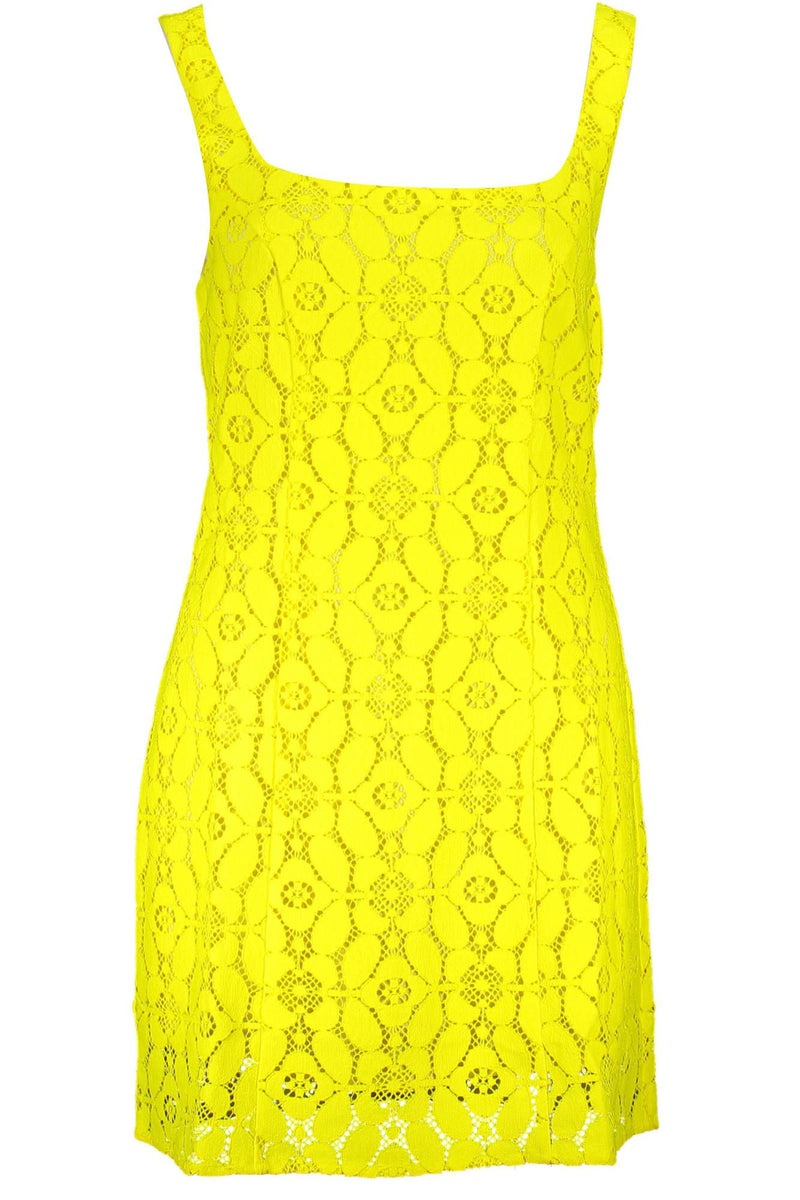 Yellow Polyester Women Sleeveless Dress Desigual