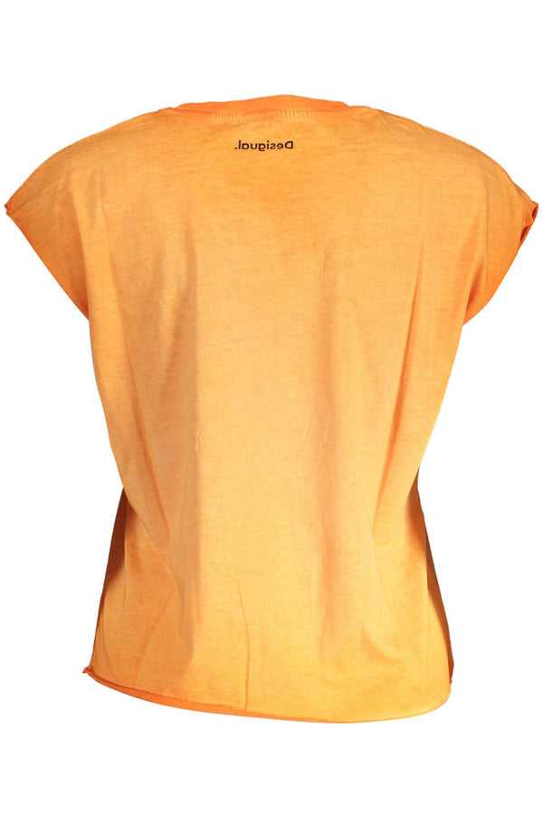 Orange Cotton Women Top Desigual