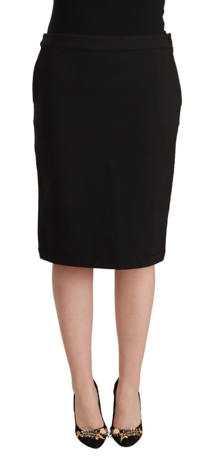 Chic Black Pencil Skirt Knee Length GF Ferre