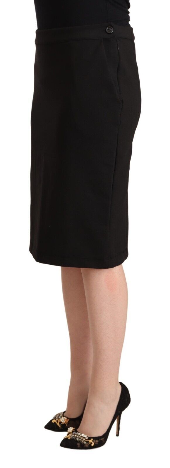 Chic Black Pencil Skirt Knee Length GF Ferre