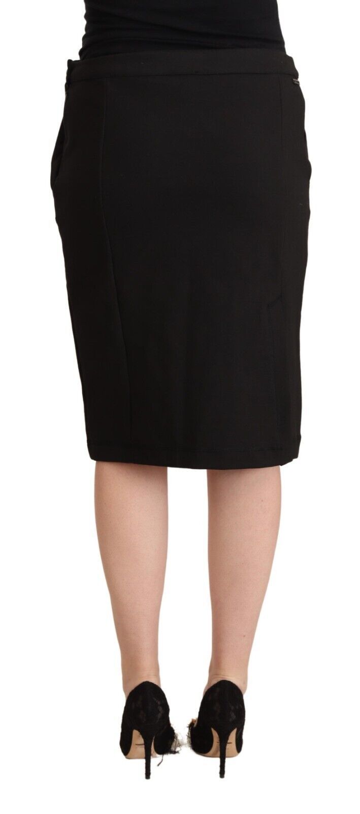 Chic Black Pencil Skirt Knee Length GF Ferre