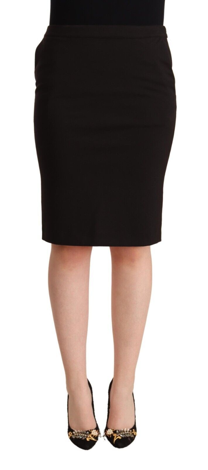 Sleek Black Pencil Skirt Knee Length GF Ferre