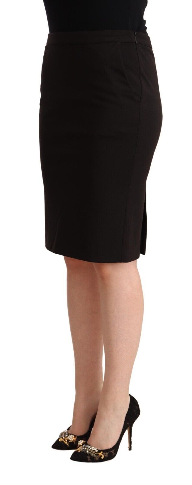 Sleek Black Pencil Skirt Knee Length GF Ferre