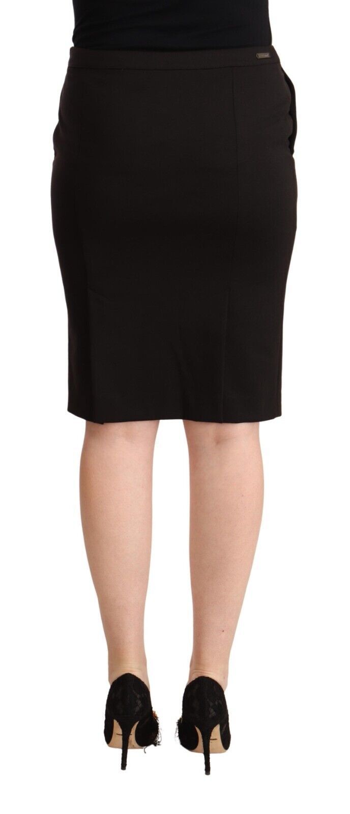 Sleek Black Pencil Skirt Knee Length GF Ferre