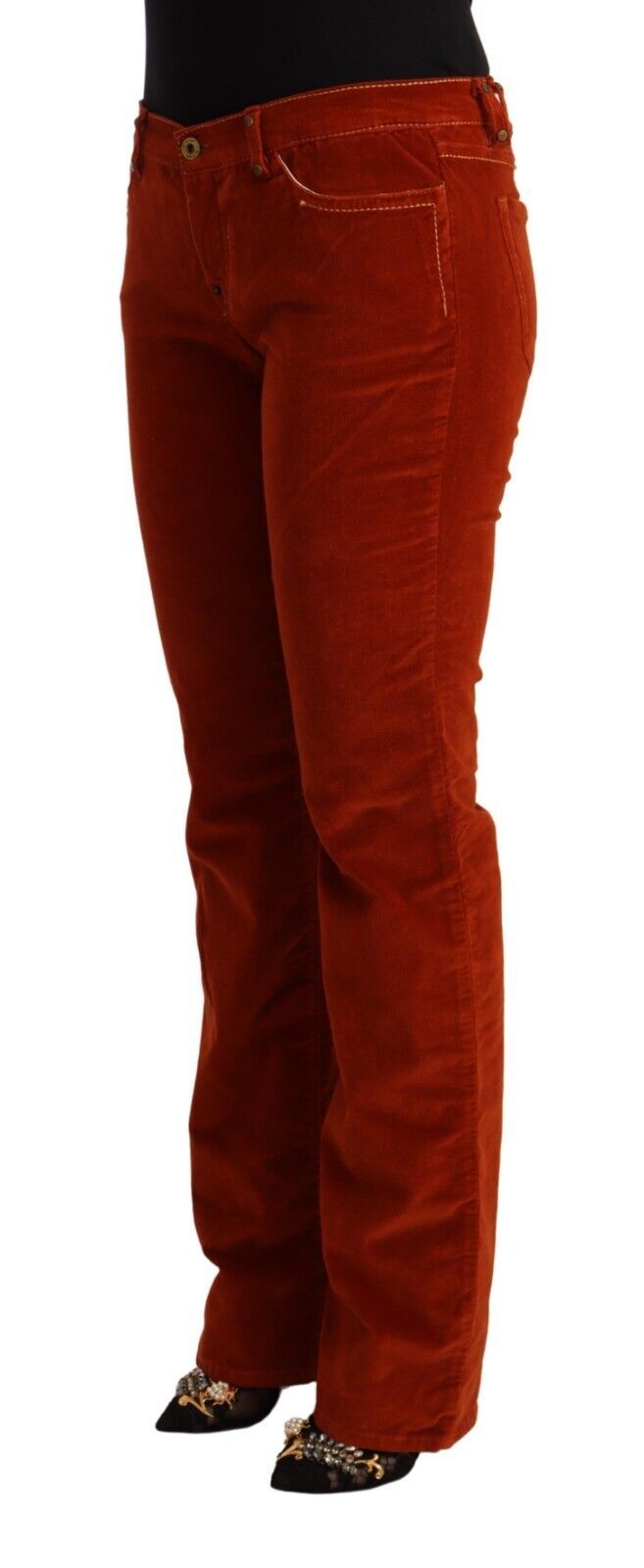 Chic Red Low Waist Straight Cut Jeans GF Ferre