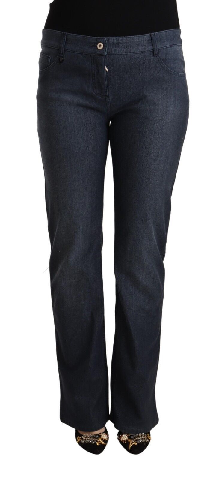 Chic Dark Blue Straight Cut Jeans MARGHI LO'