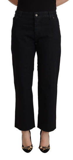 Elegant High Waist Cropped Jeans John Galliano