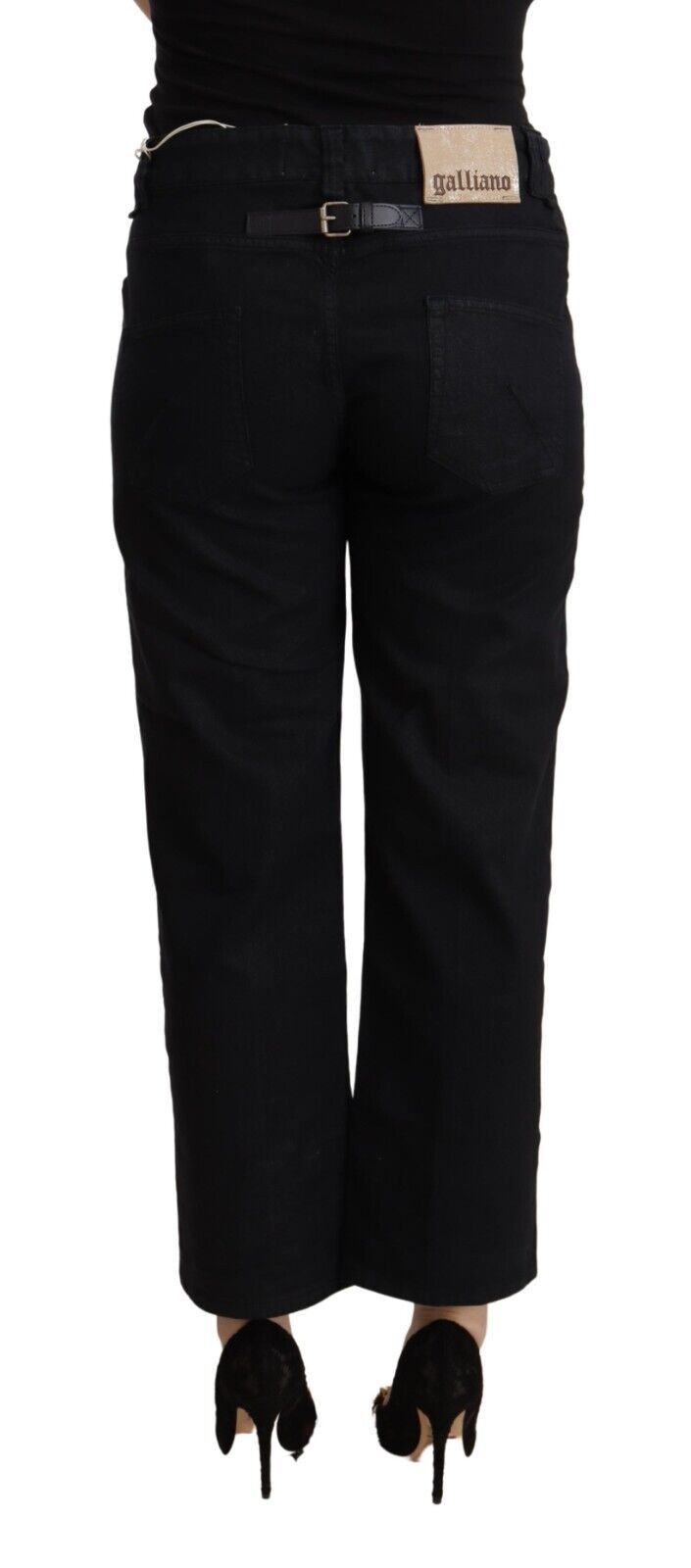 Elegant High Waist Cropped Jeans John Galliano