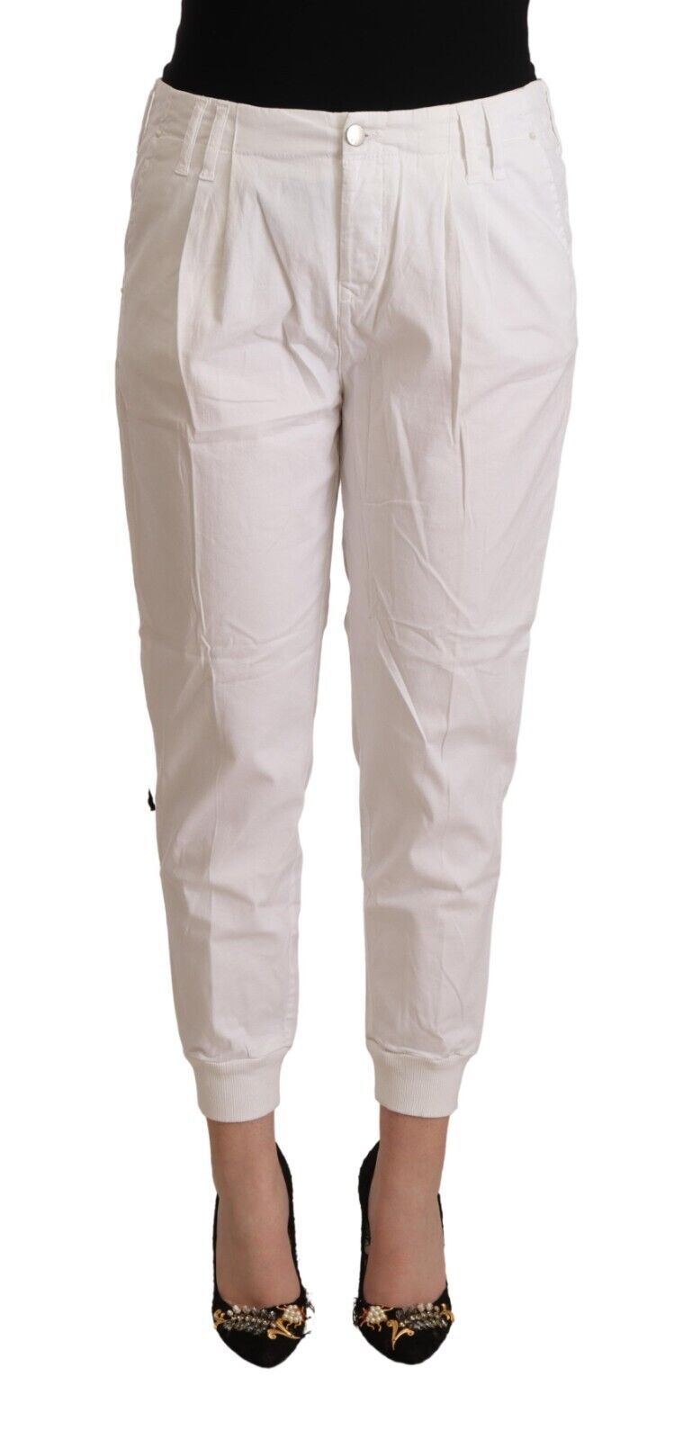 Chic White Tapered Cropped Pants Met