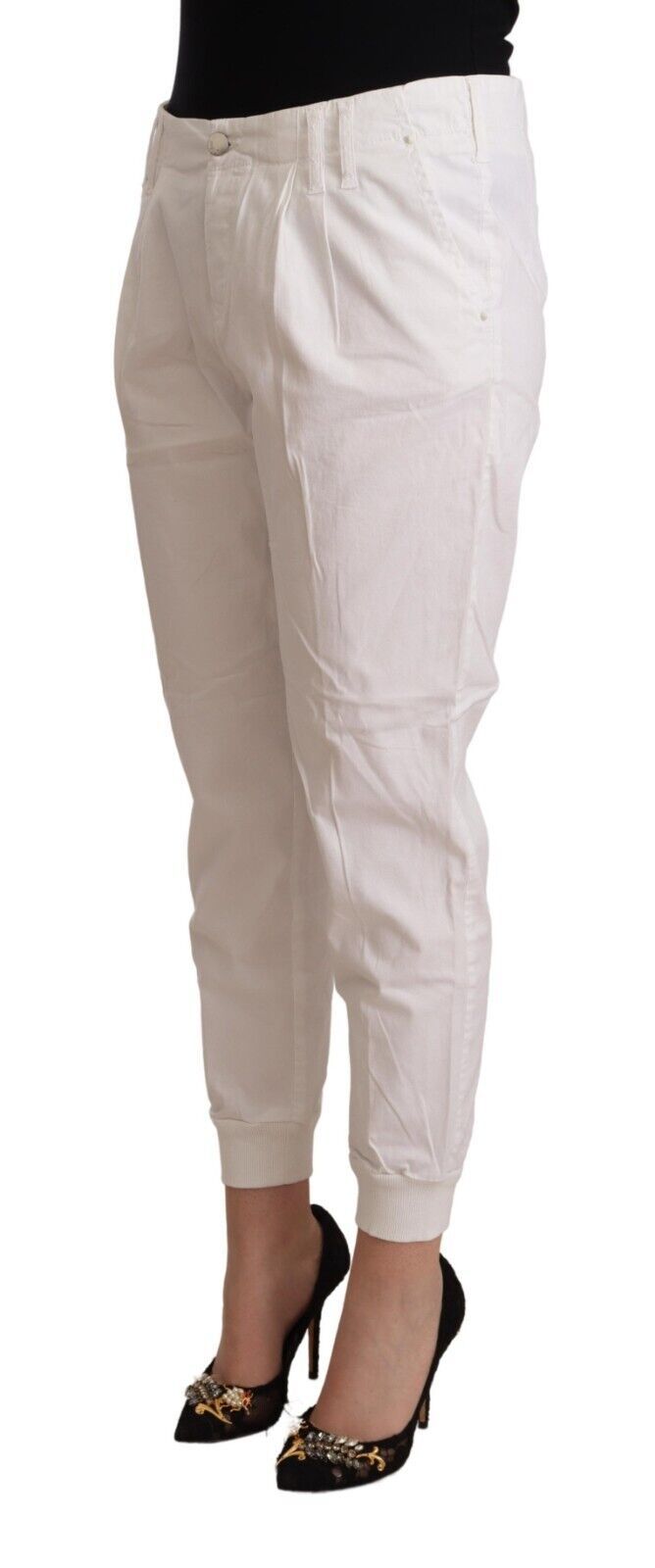 Chic White Tapered Cropped Pants Met