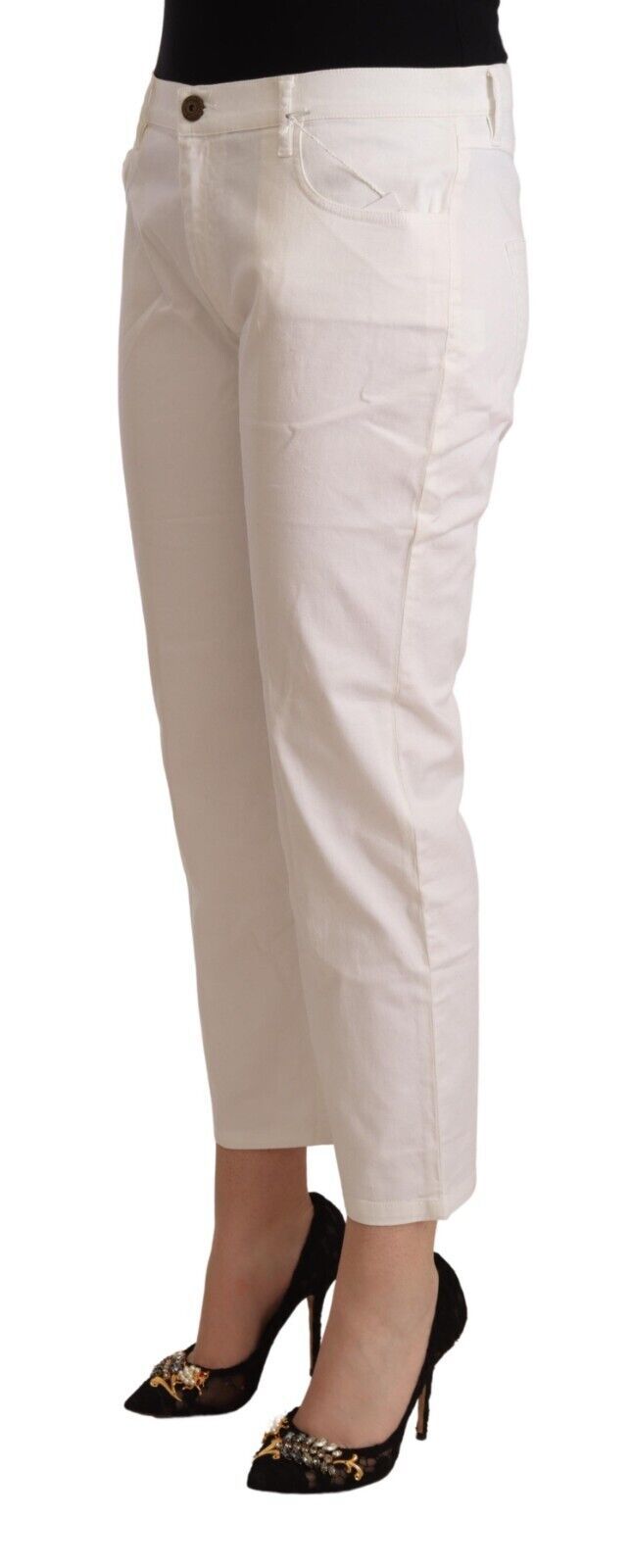 Chic White Mid Waist Skinny Cropped Jeans L'Autre Chose