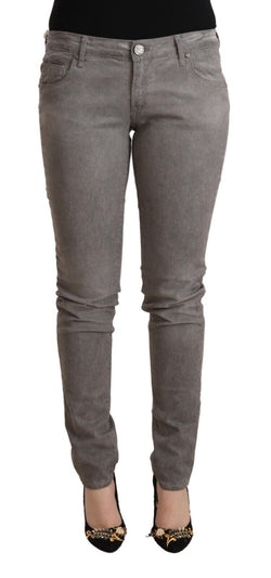 Chic Gray Low Waist Skinny Cotton Jeans Acht