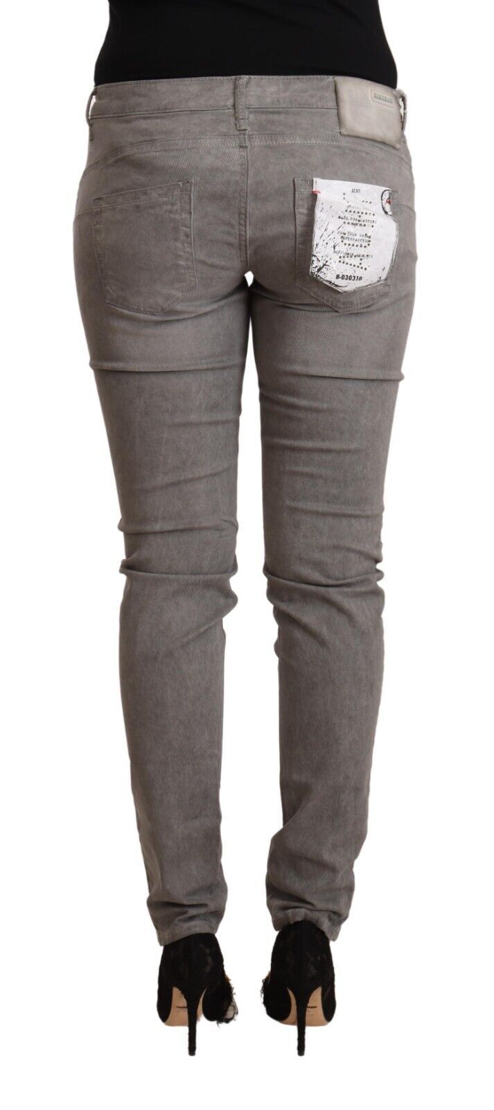 Chic Gray Low Waist Skinny Cotton Jeans Acht