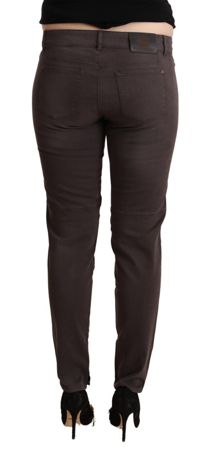 Chic Brown Low Waist Skinny Pants Ermanno Scervino