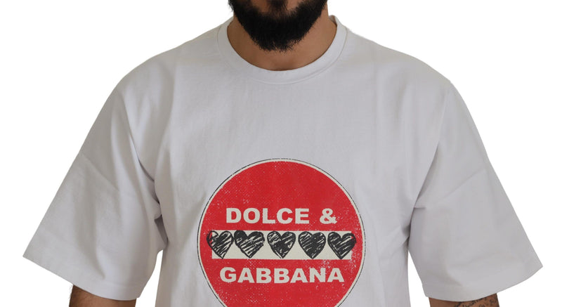 Chic White Cotton Heart Amor T-shirt Dolce & Gabbana