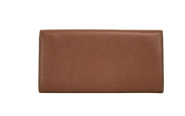 Porter Tan Grained Leather Embossed Continental Clutch Flap Wallet Brown Burberry