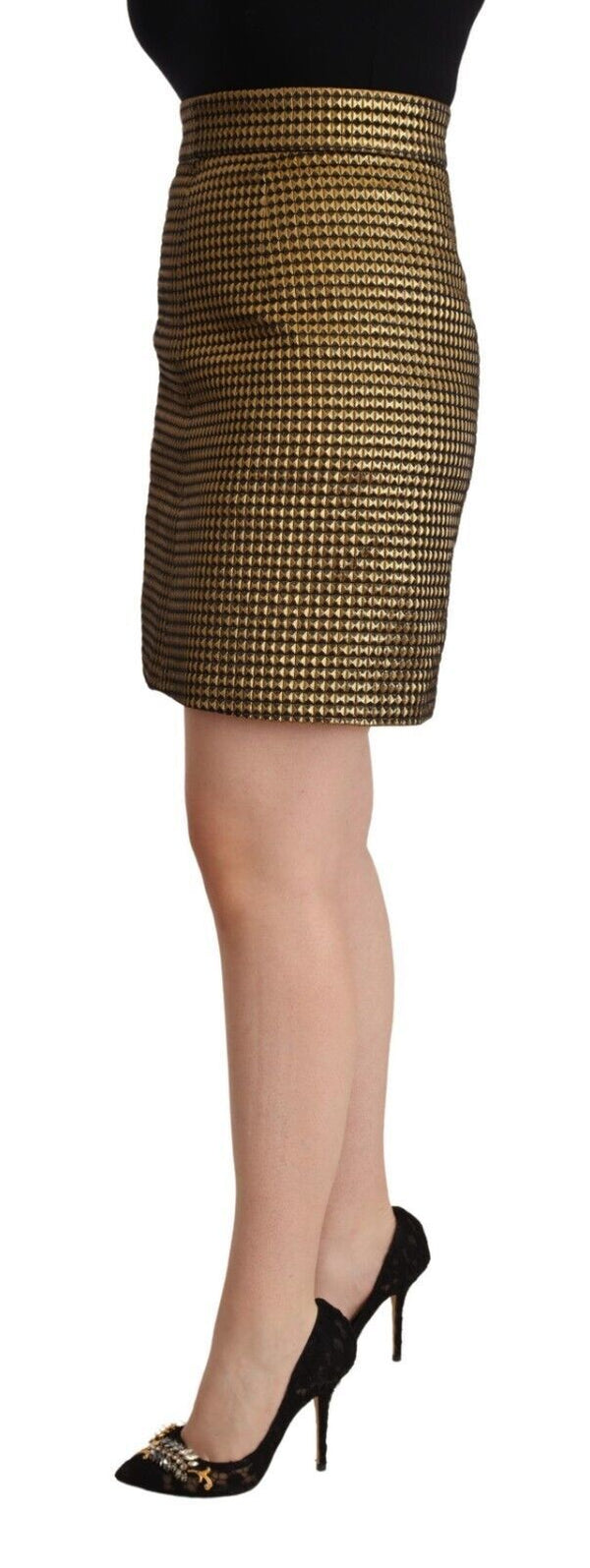 Elegant High-Waisted Gold-Black Skirt Boutique Moschino