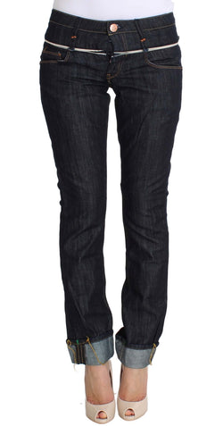 Elegant Straight Leg Dark Blue Jeans Acht