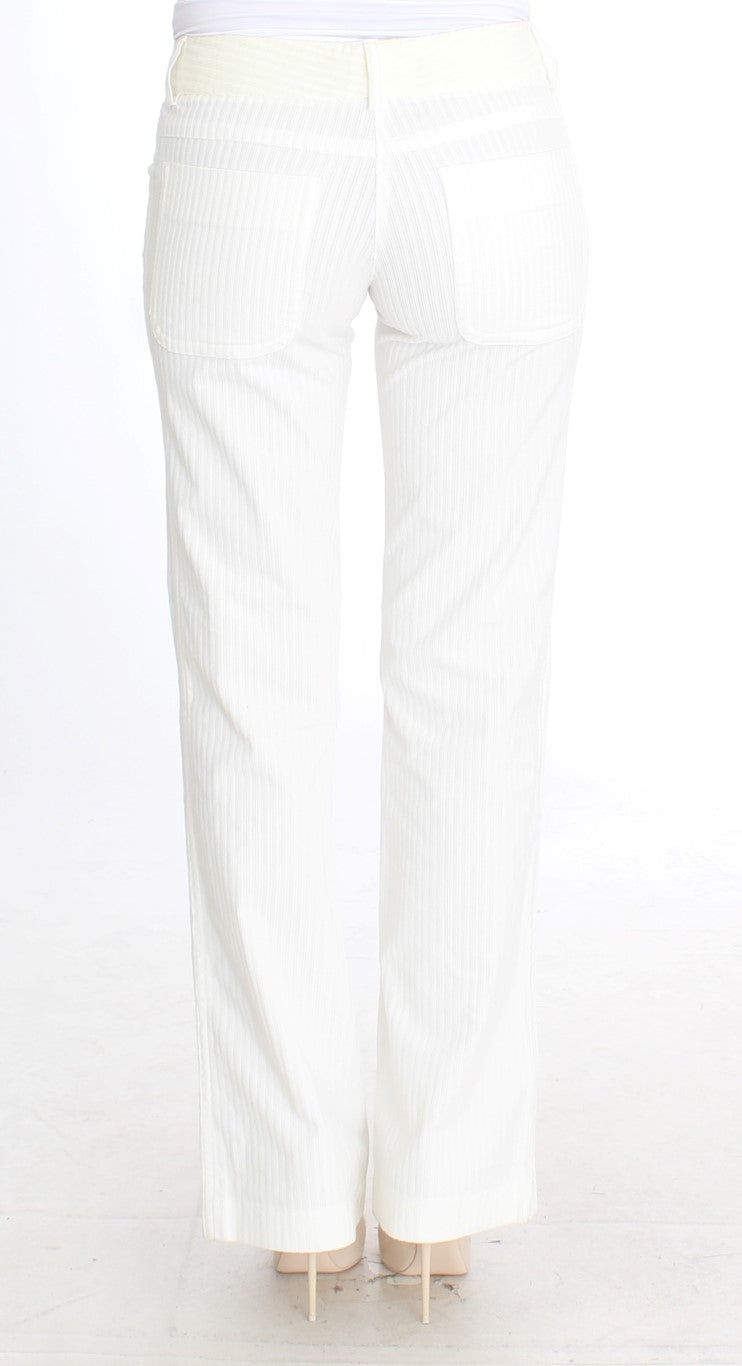 Chic White Striped Straight Fit Pants Ermanno Scervino