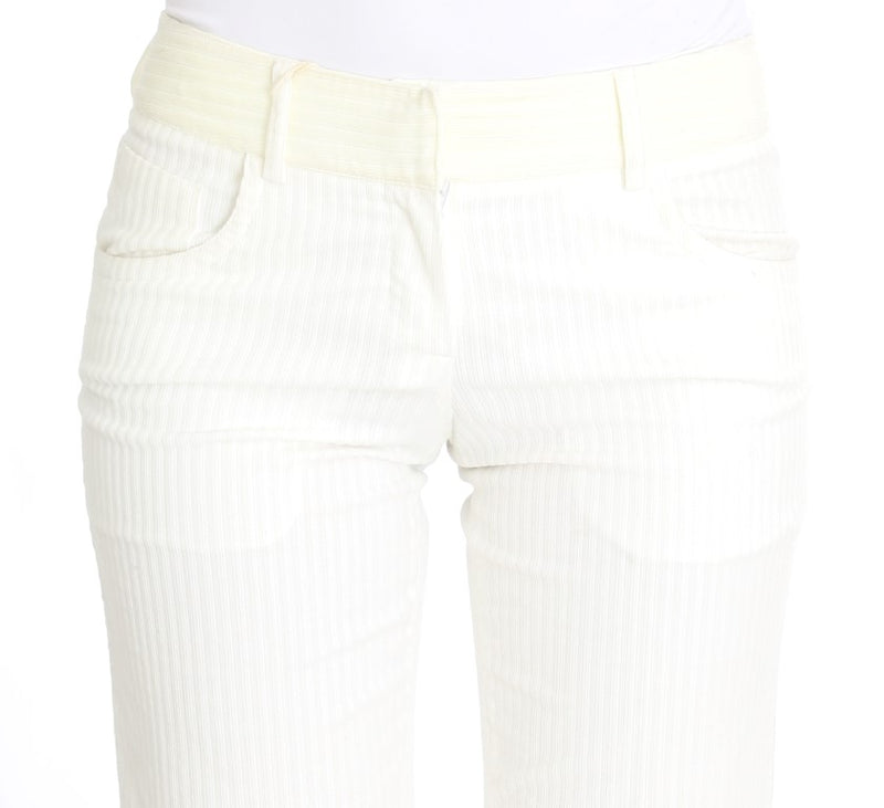 Chic White Striped Straight Fit Pants Ermanno Scervino