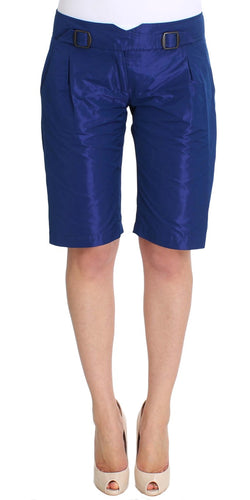 Chic Blue Mid Waist Shorts Ermanno Scervino