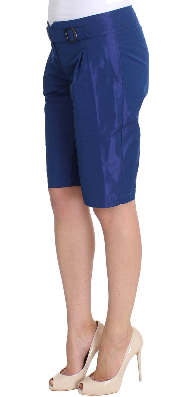 Chic Blue Mid Waist Shorts Ermanno Scervino