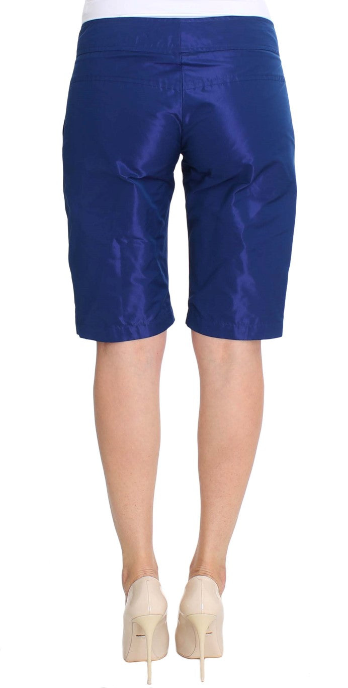 Chic Blue Mid Waist Shorts Ermanno Scervino